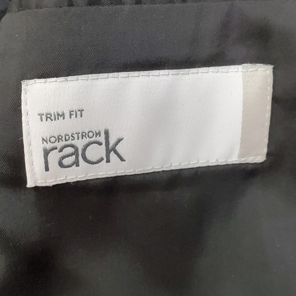 Nordstrom Rack Mens Black Trim Fit Two Button Blazer Jacket Notch Lapel 38R